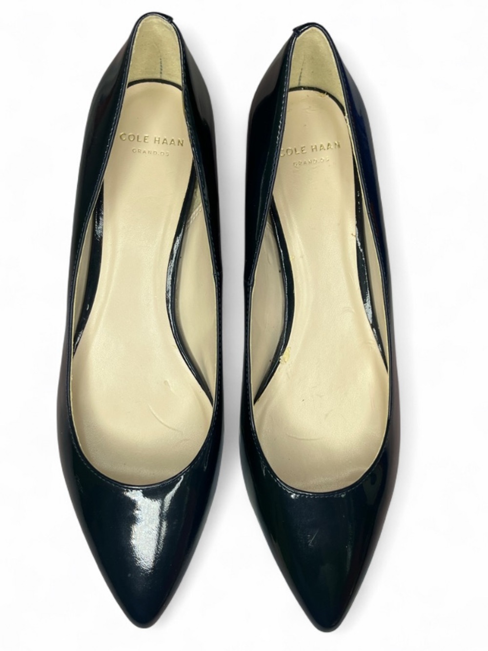 COLE HAAN Women's Dark Forest Green Patent Leather Pointed Toe Heels Size 6.5 B